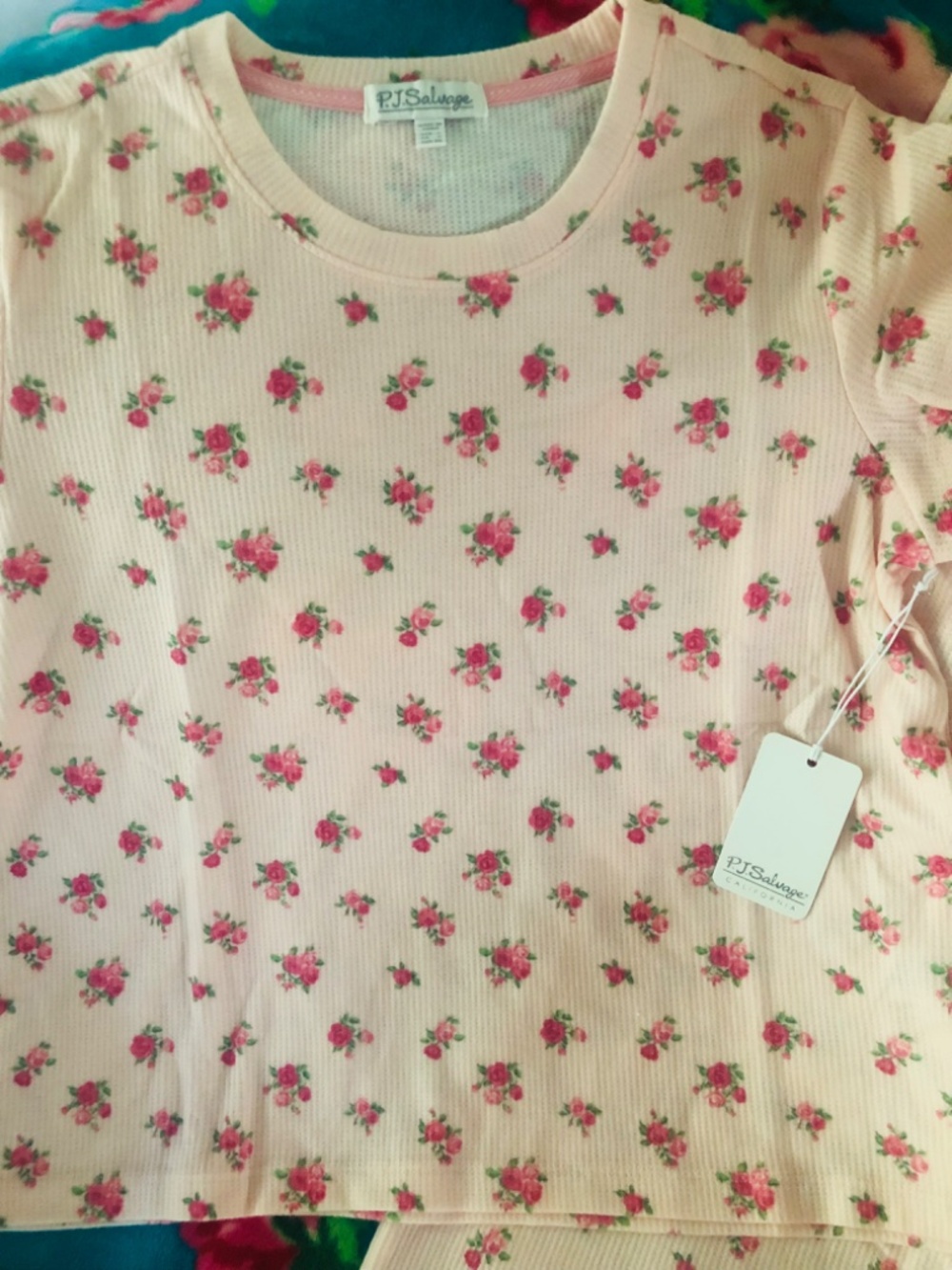 NWT PJ Salvage Matching Set Lounge To Bed In Bushel of Roses SZ LG - Picture 2 of 12